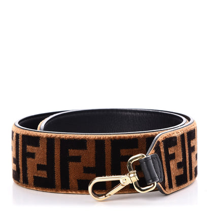 Fendi Velvet Tapestry FF Strap You Tobacco 1 of 9