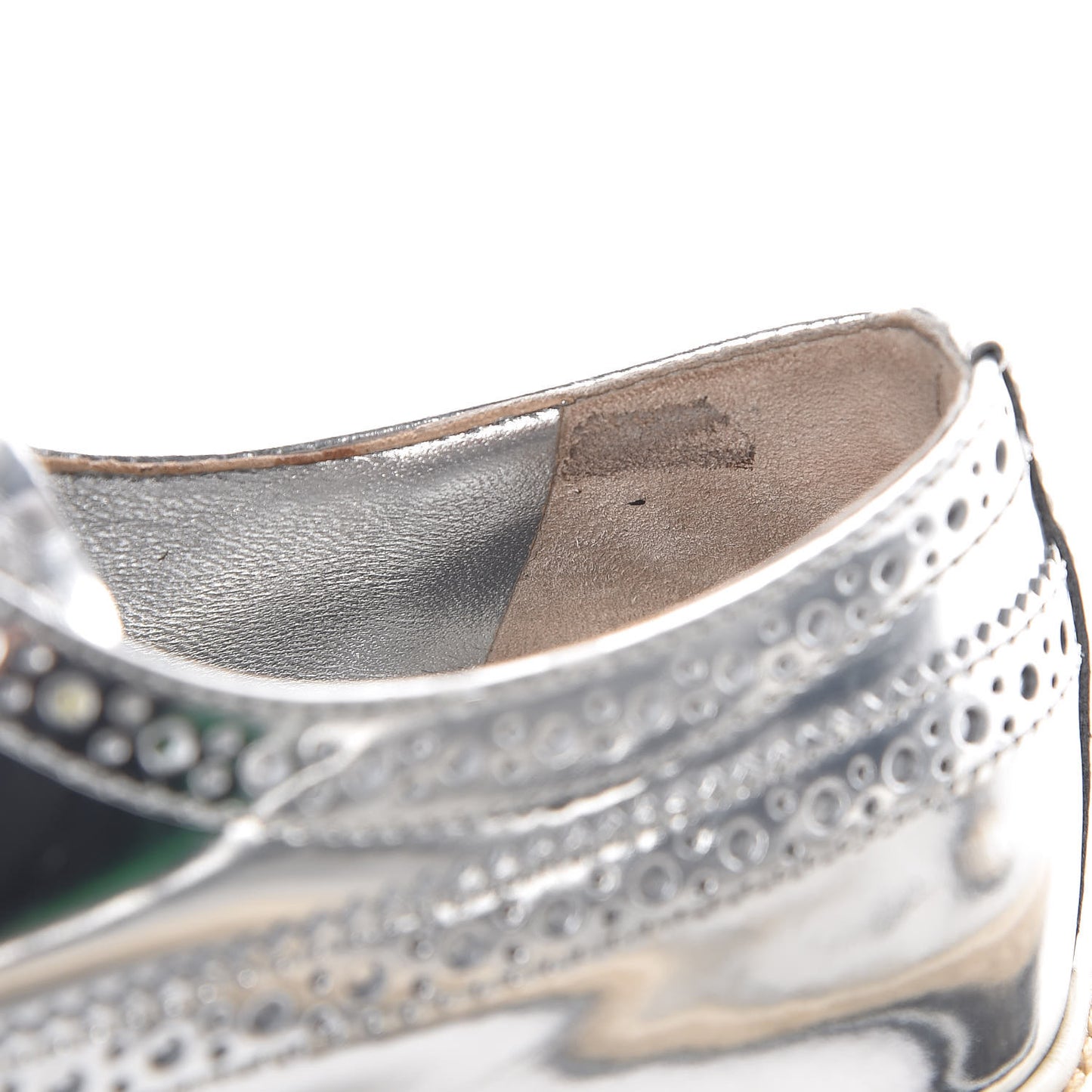 Metallic Calfskin Platform Oxfords 36.5 Argento