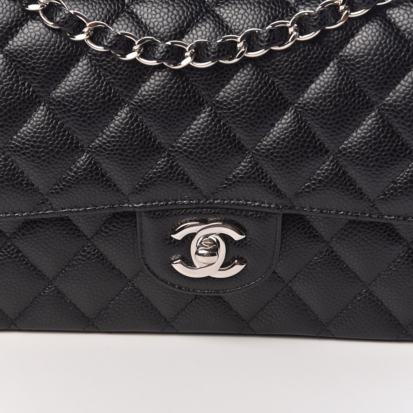 Caviar Quilted Medium Double Flap Black