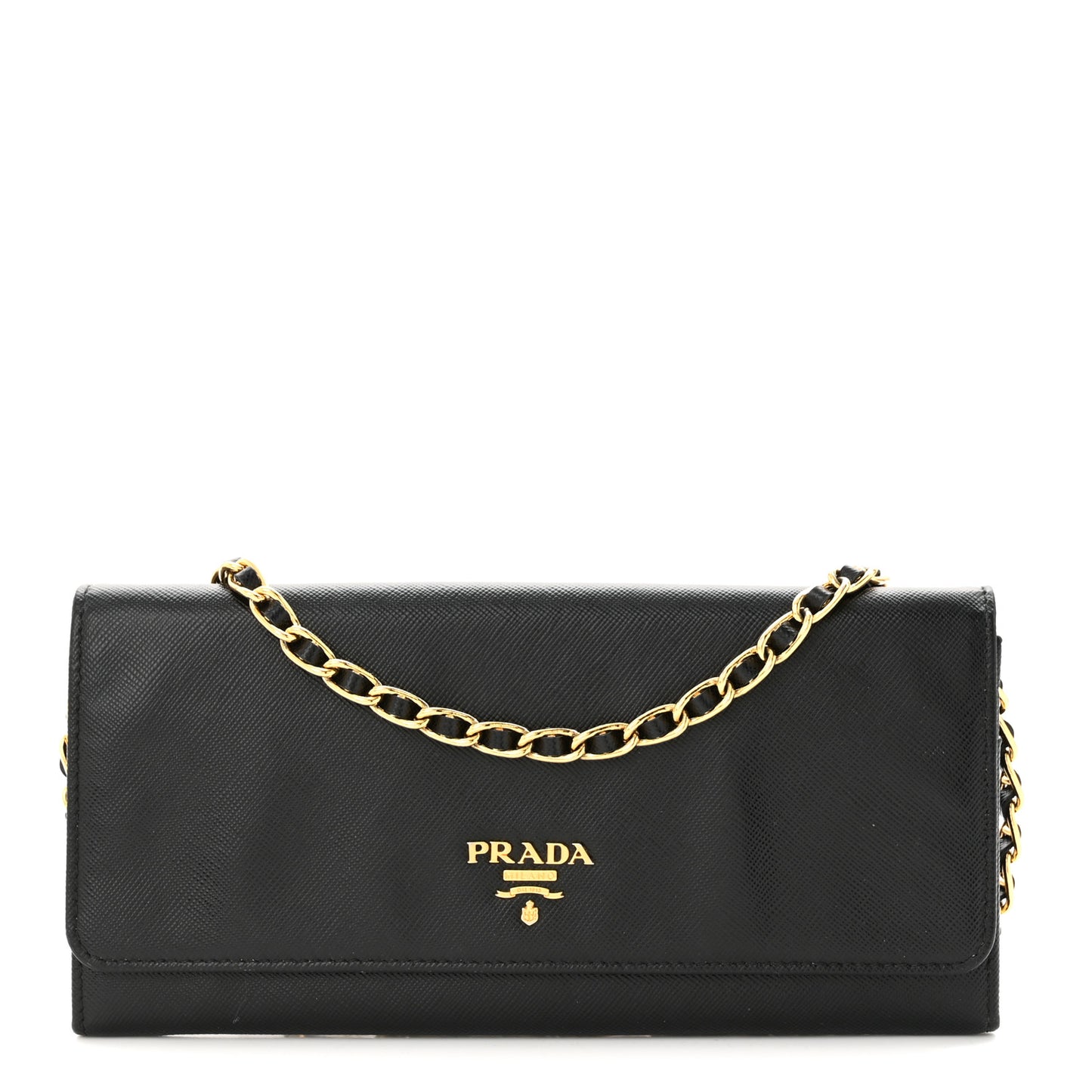 Saffiano Metal Oro Chain Wallet Black