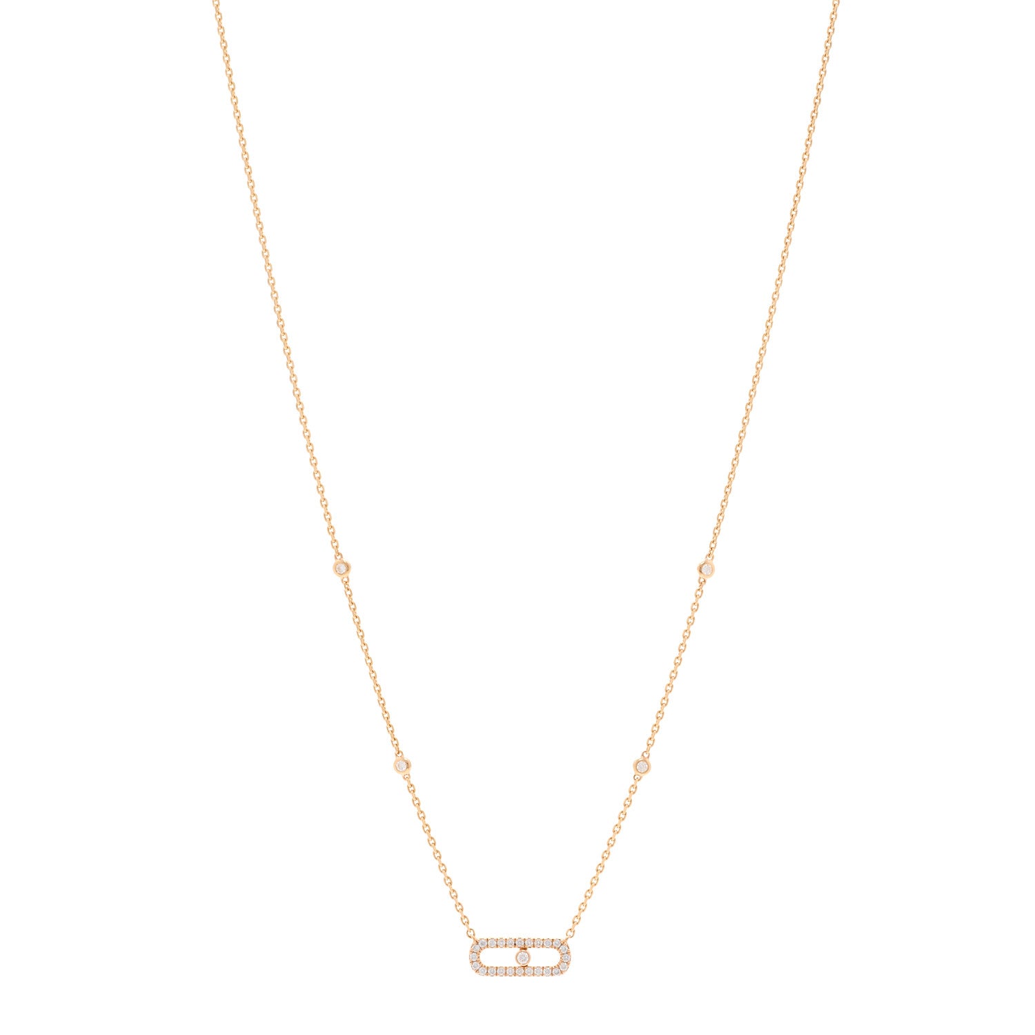 Messika 18K Rose Gold Diamond Move Uno Pave Necklace 1 of 4