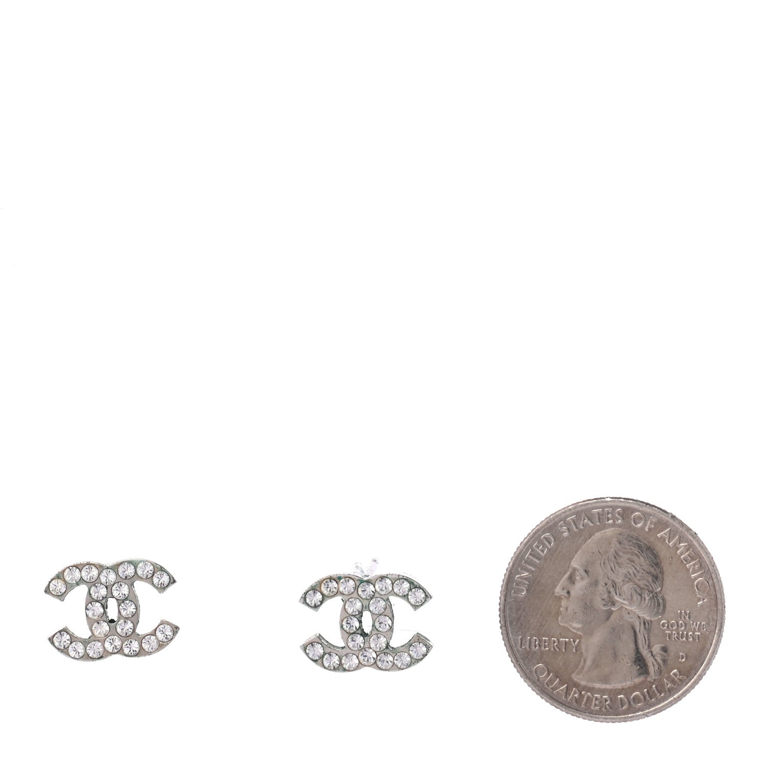 Chanel Crystal CC Earrings Silver 2 of 5