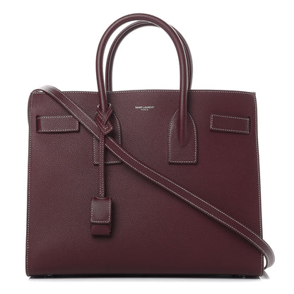 Saint Laurent Grained Calfskin Topstitch Small Classic Sac De Jour Rouge Legion 1 of 12