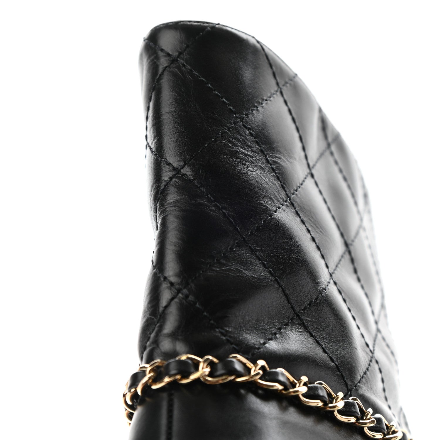 Chanel Crumpled Calfskin Chain CC Cap Toe Short Boots 38.5 Black 15 of 15