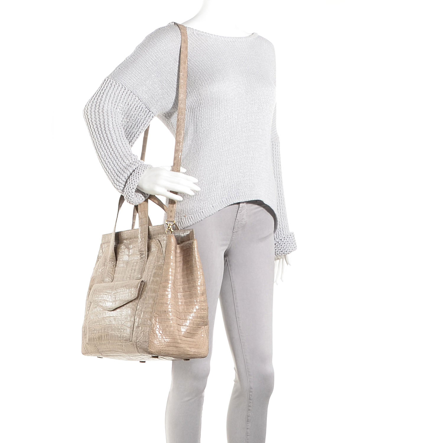 Nancy Gonzalez Crocodile Satchel Sand 2 of 6