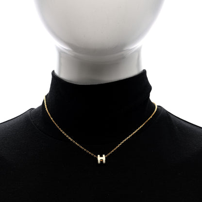 Hermes Lacquered Rose Gold Mini Pop H Pendant Necklace White 2 of 6