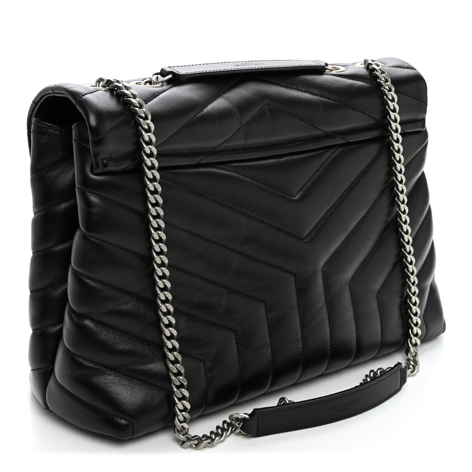 Saint Laurent Calfskin Y Quilted Monogram Medium Loulou Chain Satchel Black 3 of 11