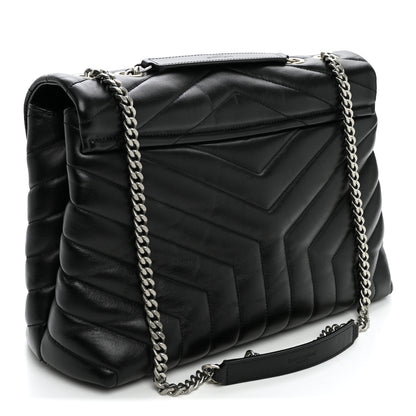 Saint Laurent Calfskin Y Quilted Monogram Medium Loulou Chain Satchel Black 3 of 11