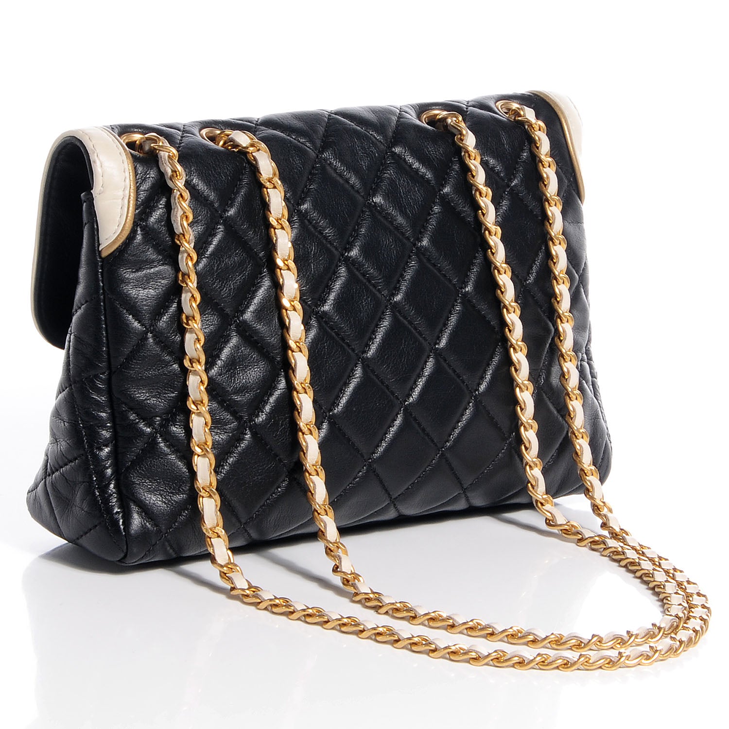 Chanel Glazed Calfskin 2.55 East West Mademoiselle Flap Black White 3 of 8