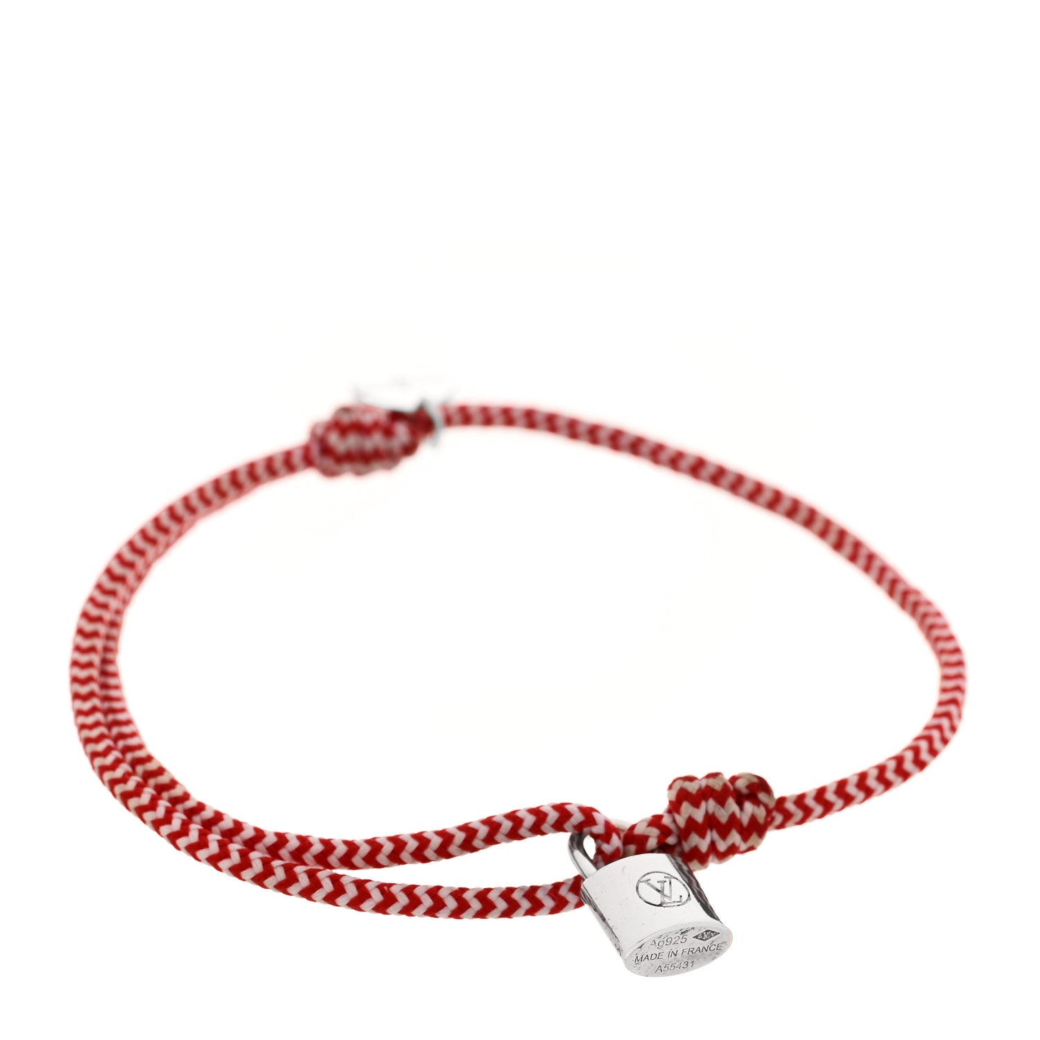 Louis Vuitton Sterling Silver Lockit Adjustable Cord Bracelet Red White 1 of 4
