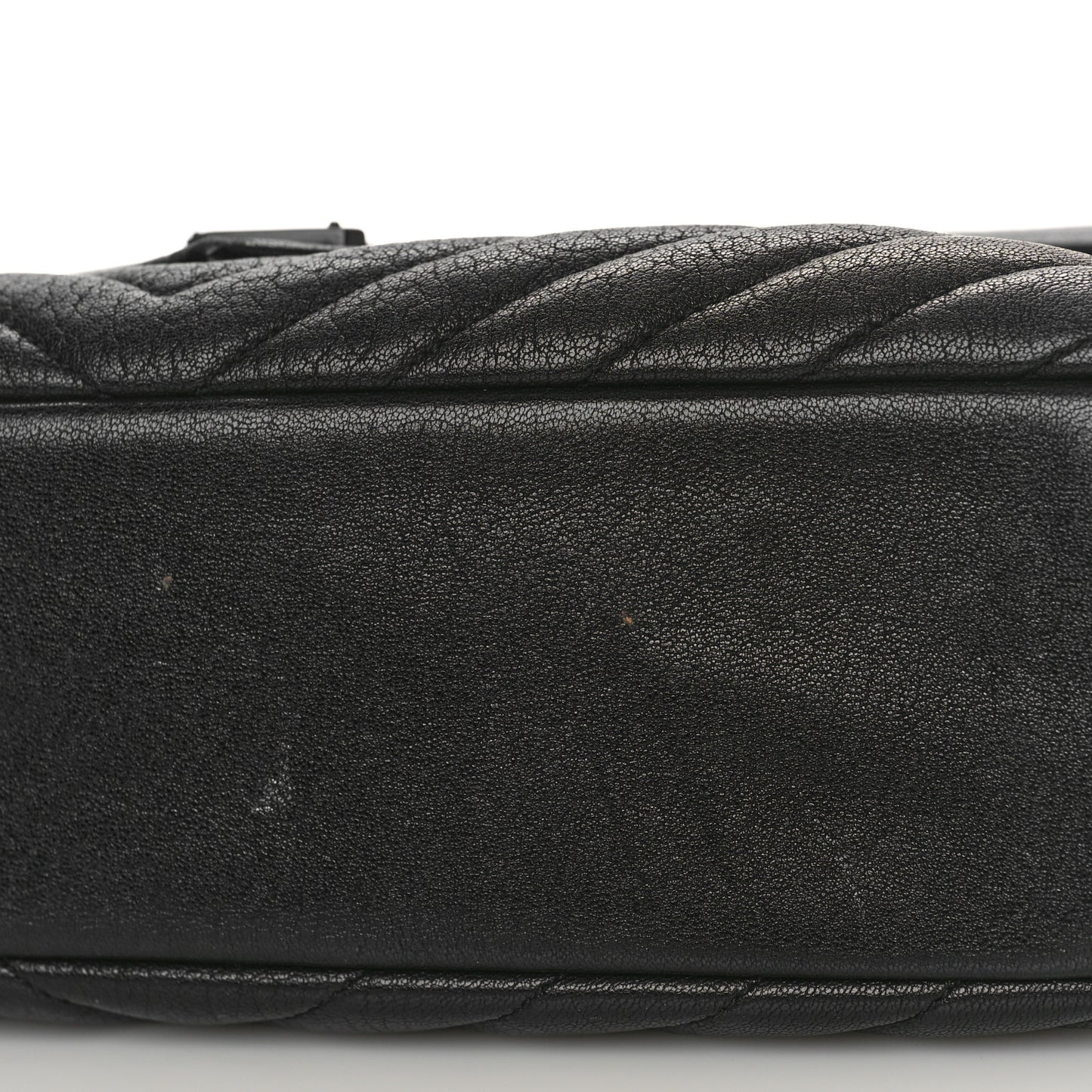 Sheepskin Matelasse Chevron Monogram Monochrome Large College Satchel Black
