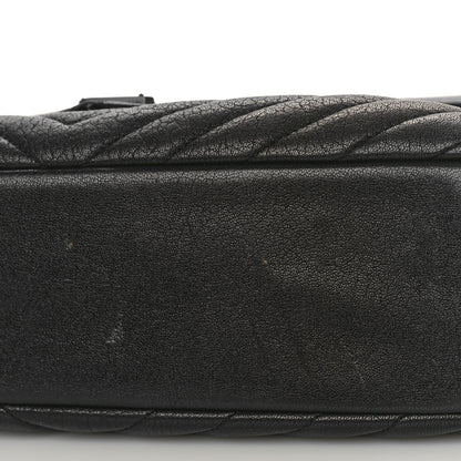 Saint Laurent Sheepskin Matelasse Chevron Monogram Monochrome Large College Satchel Black 10 of 12