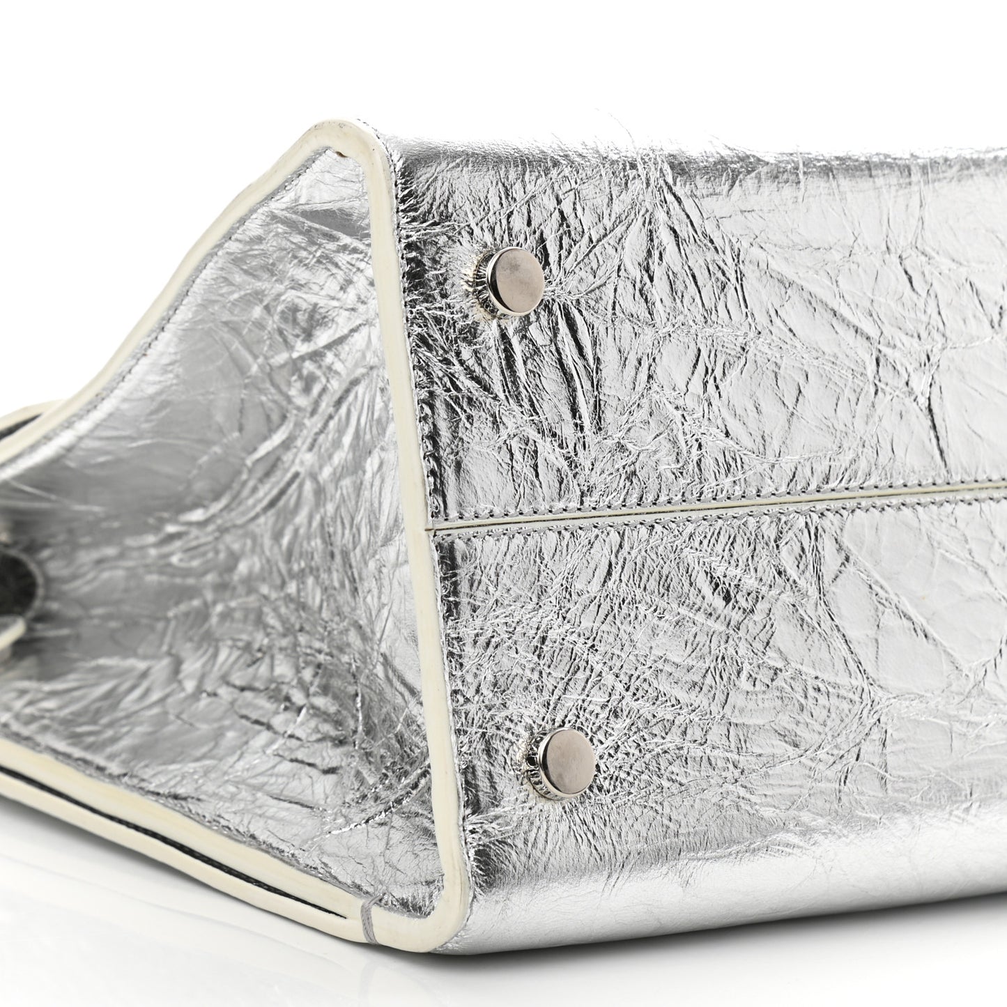 Metallic Calfskin Medium Diorever Flap Silver