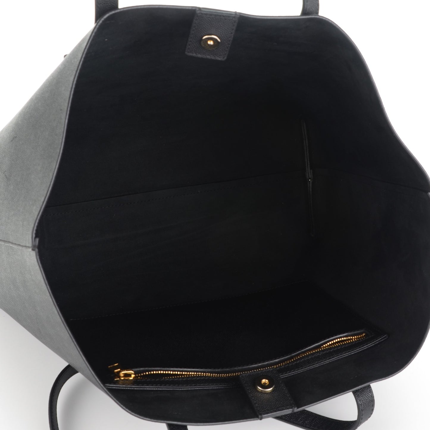 Grained Calfskin Small T Tote Black