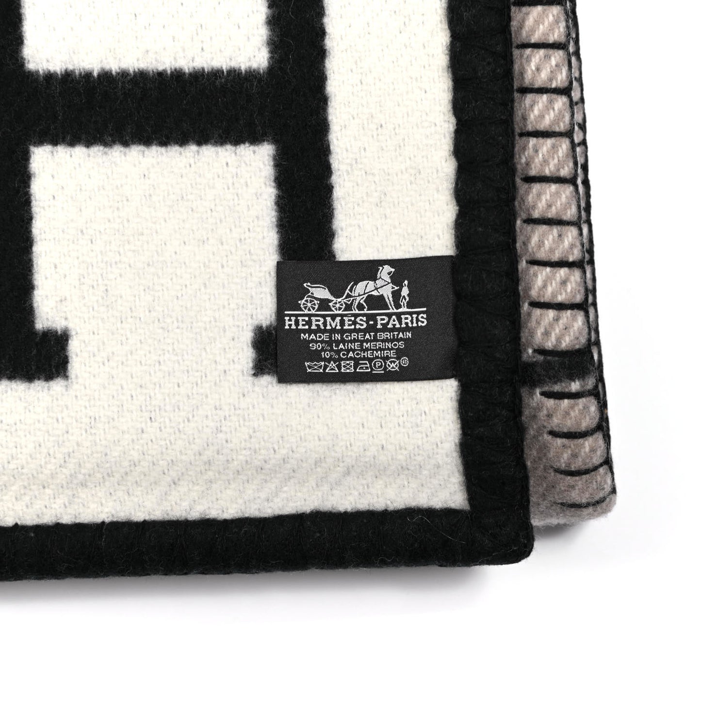 Wool Cashmere Avalon III Blanket Ecru Black