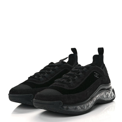 Chanel Suede Calfskin Velvet Grosgrain CC Sneakers 39.5 Black 3 of 8