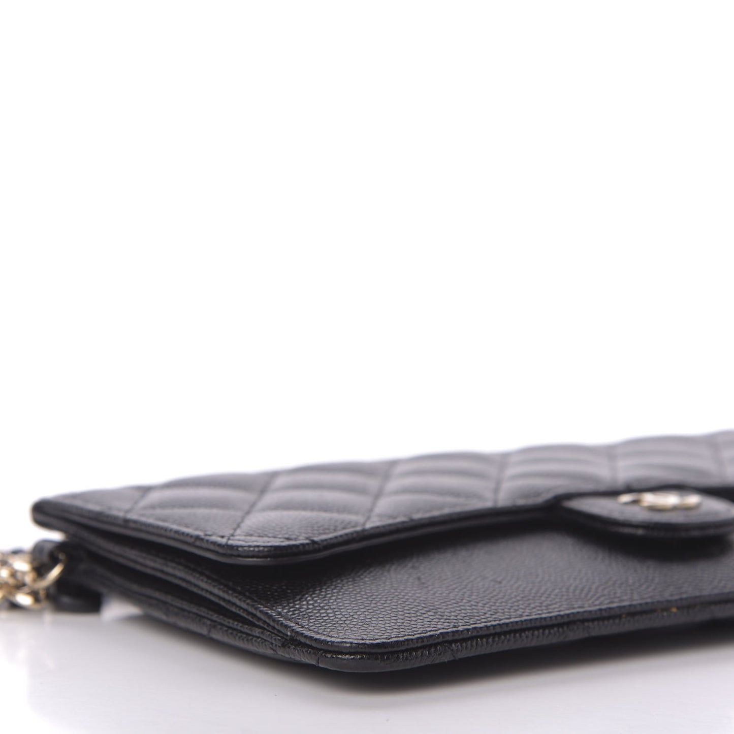 Caviar Quilted Classic Pouch With Handle Black