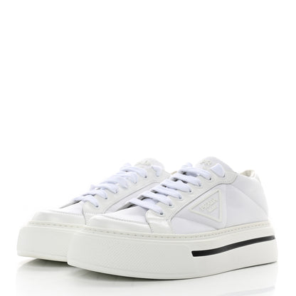 Prada Re-Nylon Spazzolato Rubber Triangle Logo Macro Quilted Mens 35mm Platform Sneakers 6 White 3 of 16