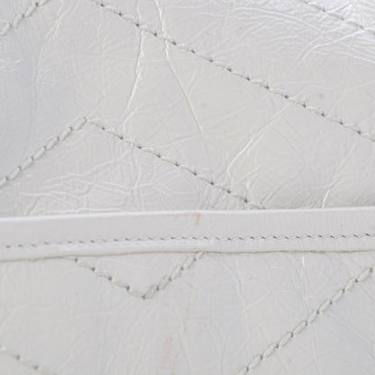 Saint Laurent Crinkled Calfskin Matelasse Monogram Medium Niki Chain Satchel Dirty White 10 of 11