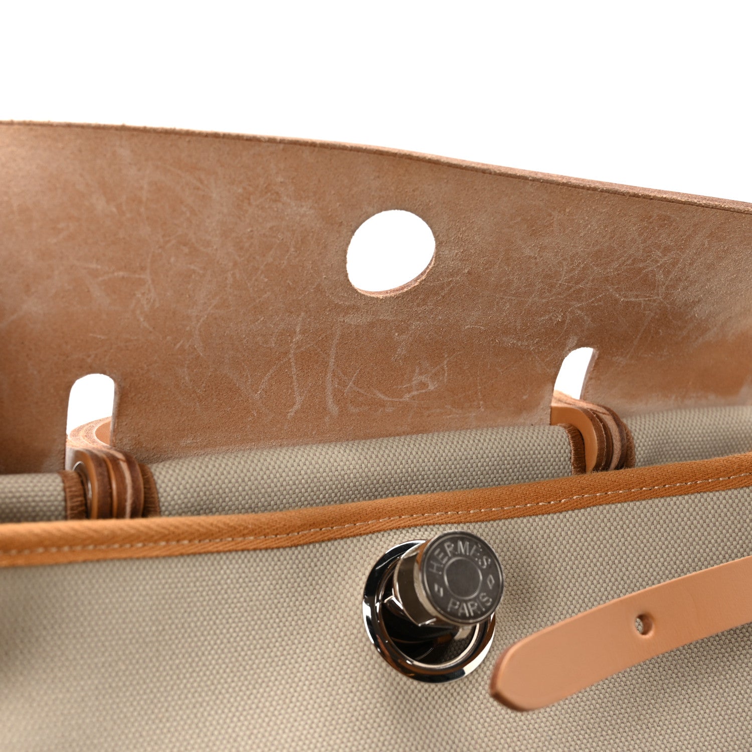 Hermes Military Toile Vache Hunter Herbag Zip Retourne 31 PM Beton Naturel 12 of 12