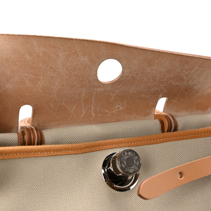 Hermes Military Toile Vache Hunter Herbag Zip Retourne 31 PM Beton Naturel 12 of 12