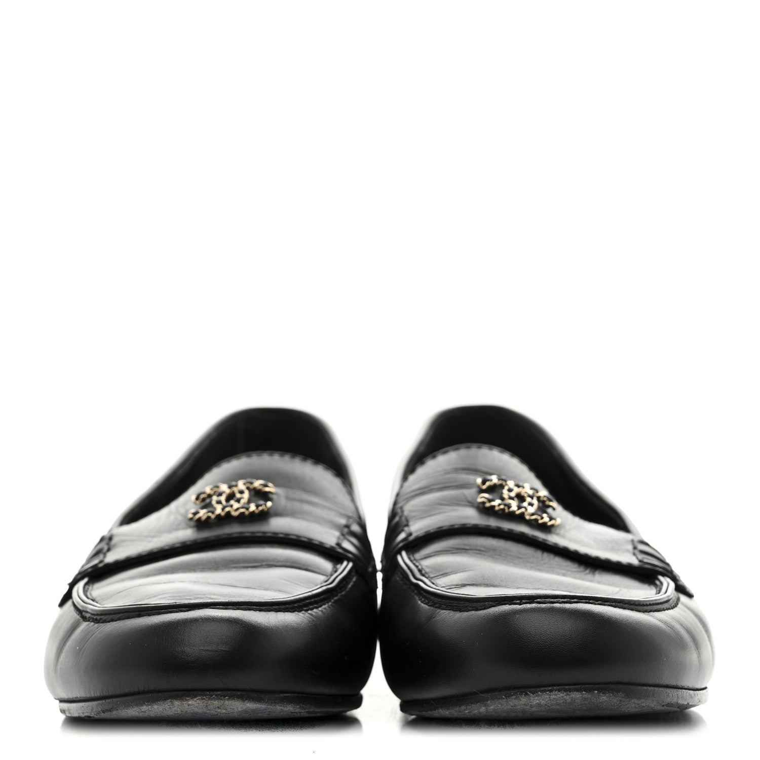 Chanel Calfskin CC Chain Mocassin Loafers 38.5 Black 3 of 9