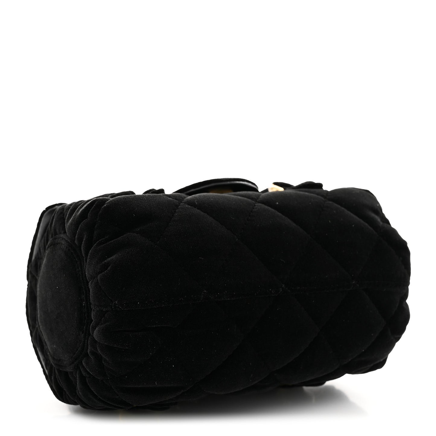 Velvet Quilted Mini Top Handle Flap Black