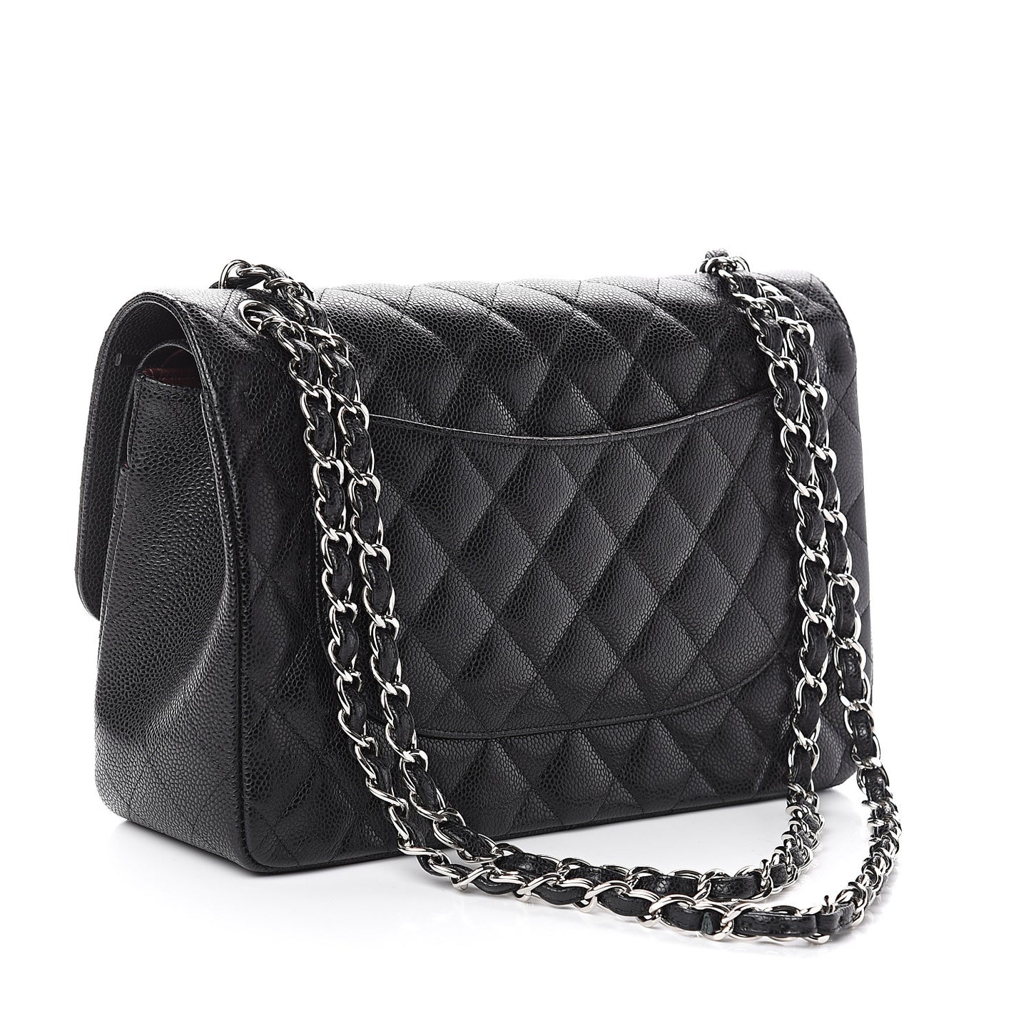 Caviar Quilted Jumbo Double Flap Black