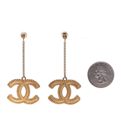 Chanel CC Drop Earrings Matte Gold 2 of 5