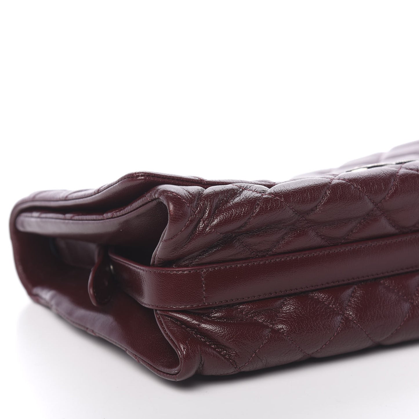 Goatskin Quilted Large City Rock Flap Burgundy