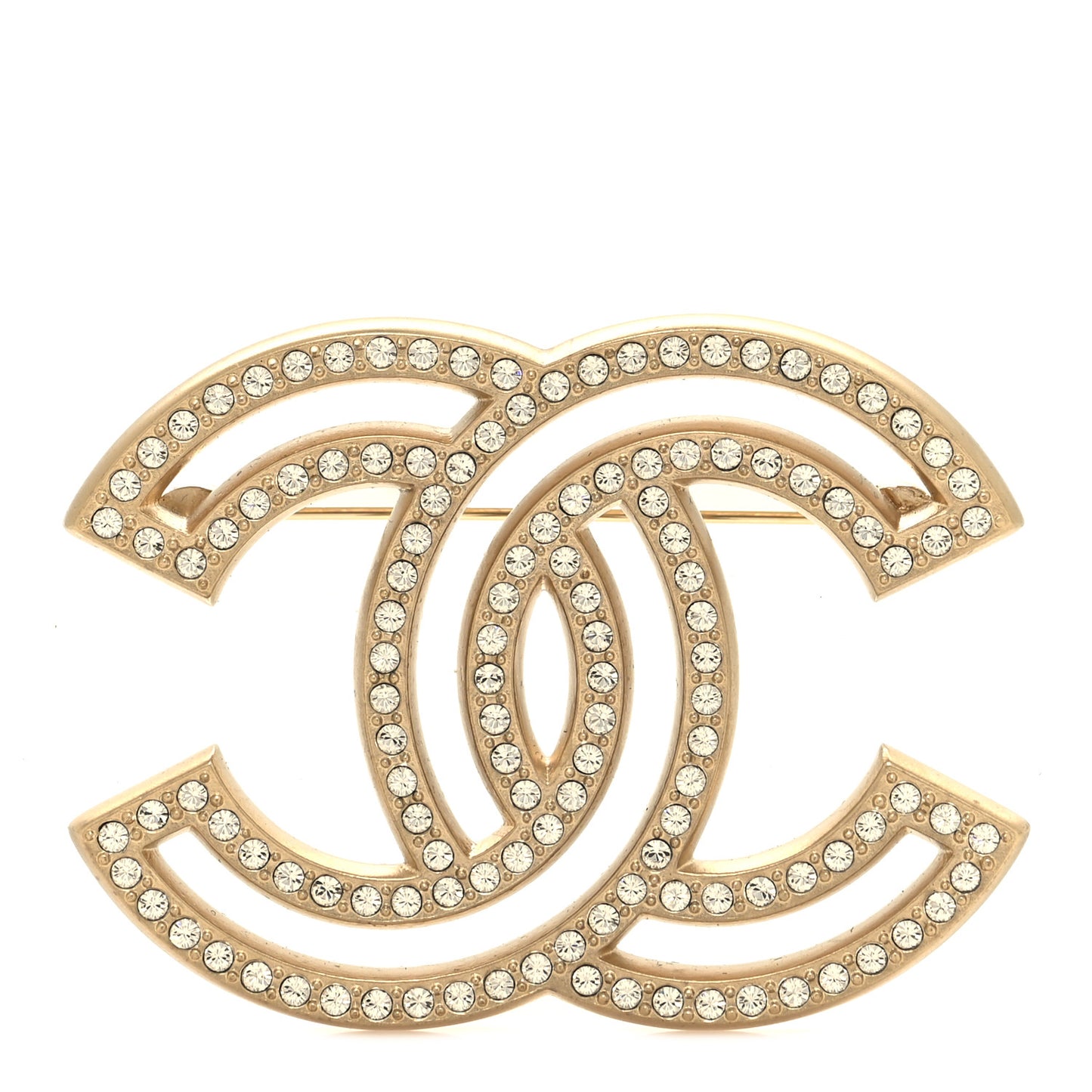 Crystal CC Brooch Light Gold