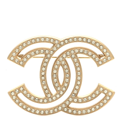 Chanel Crystal CC Brooch Light Gold 1 of 4