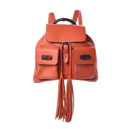 Gucci Cellarius Calfskin Medium Bamboo Backpack New Dark Orange 1 of 8