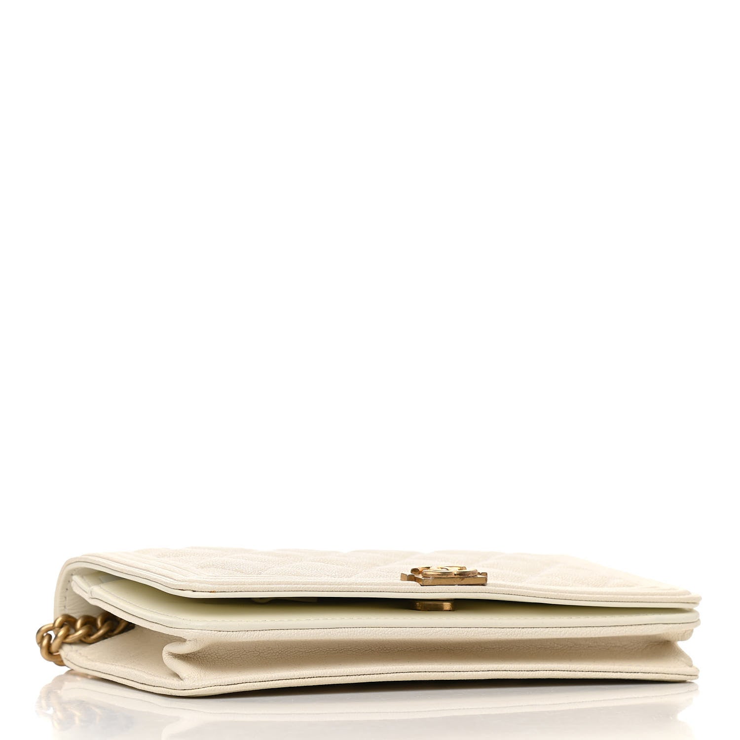 Chanel Caviar Quilted Boy Wallet On Chain WOC White 4 of 11