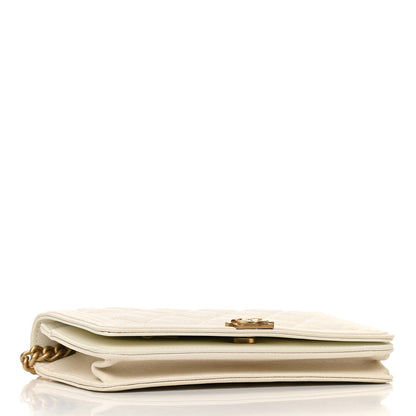 Chanel Caviar Quilted Boy Wallet On Chain WOC White 4 of 11