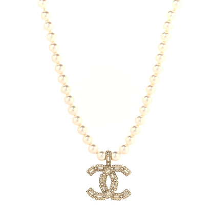 Chanel Pearl Crystal Baguette CC Short Necklace Gold 1 of 5