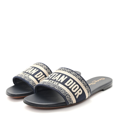 Christian Dior Canvas Embroidered Dway Mules Slide Sandals 35.5 Deep Blue 4 of 9