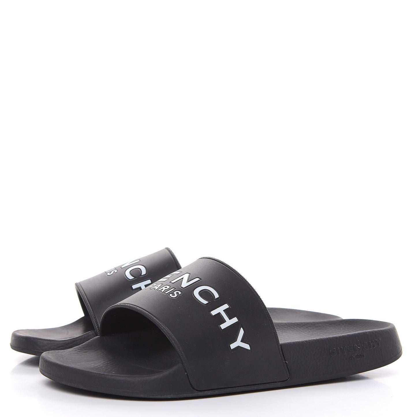 Rubber Logo Pool Slide Sandals 40 Black