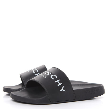 Givenchy Rubber Logo Pool Slide Sandals 40 Black 3 of 9