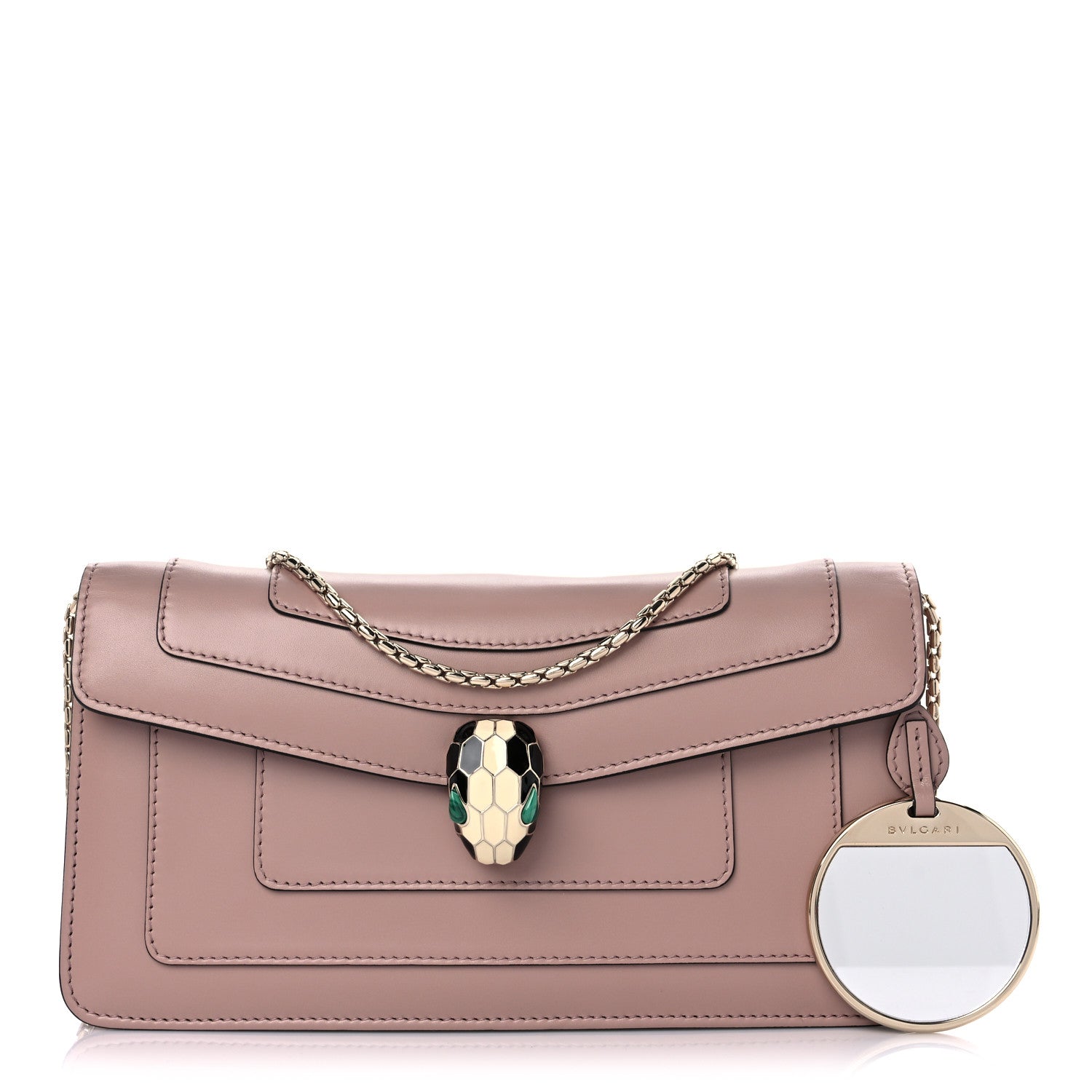 Bulgari Calfskin Serpenti Forever Flap Clutch Dark Beige 1 of 11