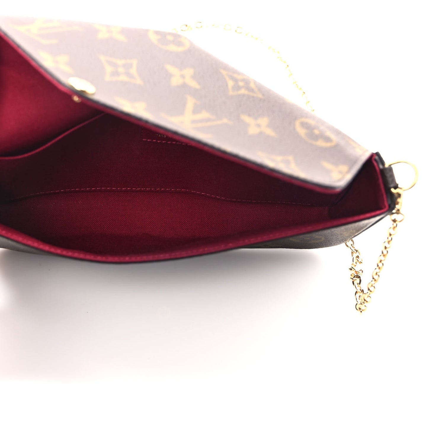 Monogram Pochette Felicie Chain Wallet Fuchsia