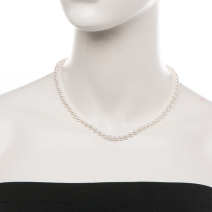 Mikimoto 18K White Gold Diamond Pearl 5mm Strand Necklace 16 3 of 6