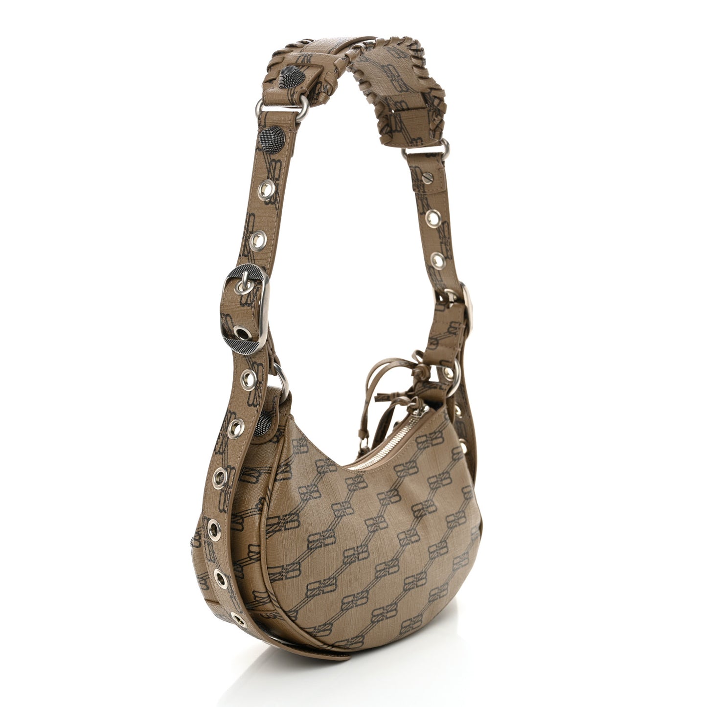 Coated Canvas BB Monogram Le Cagole Shoulder Bag XS Beige Brown