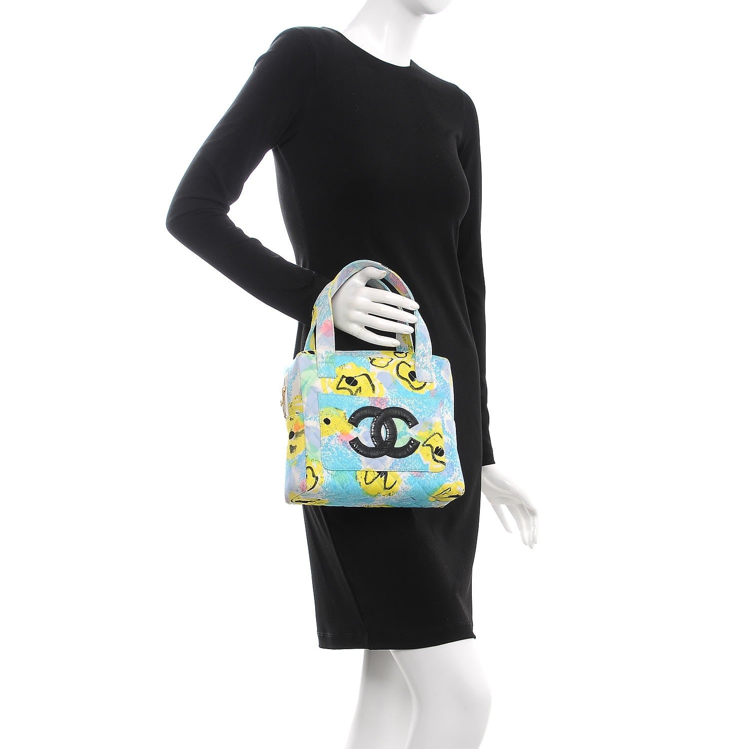 Chanel Canvas Printed Quilted CC Bowler Multicolor 2 of 11