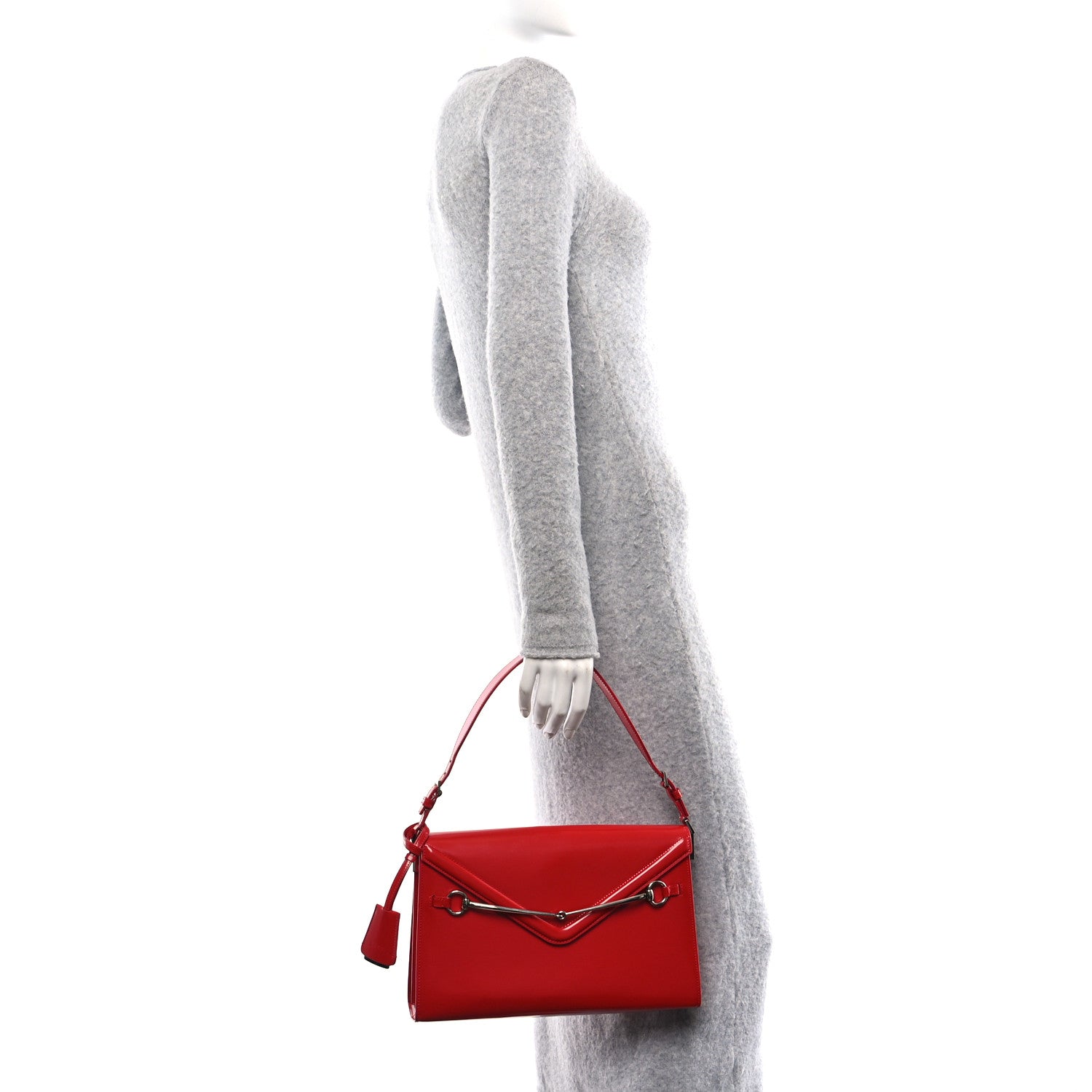 Gucci Master Lux Calfskin Horsebit Slim Shoulder Bag Beret Red 2 of 15