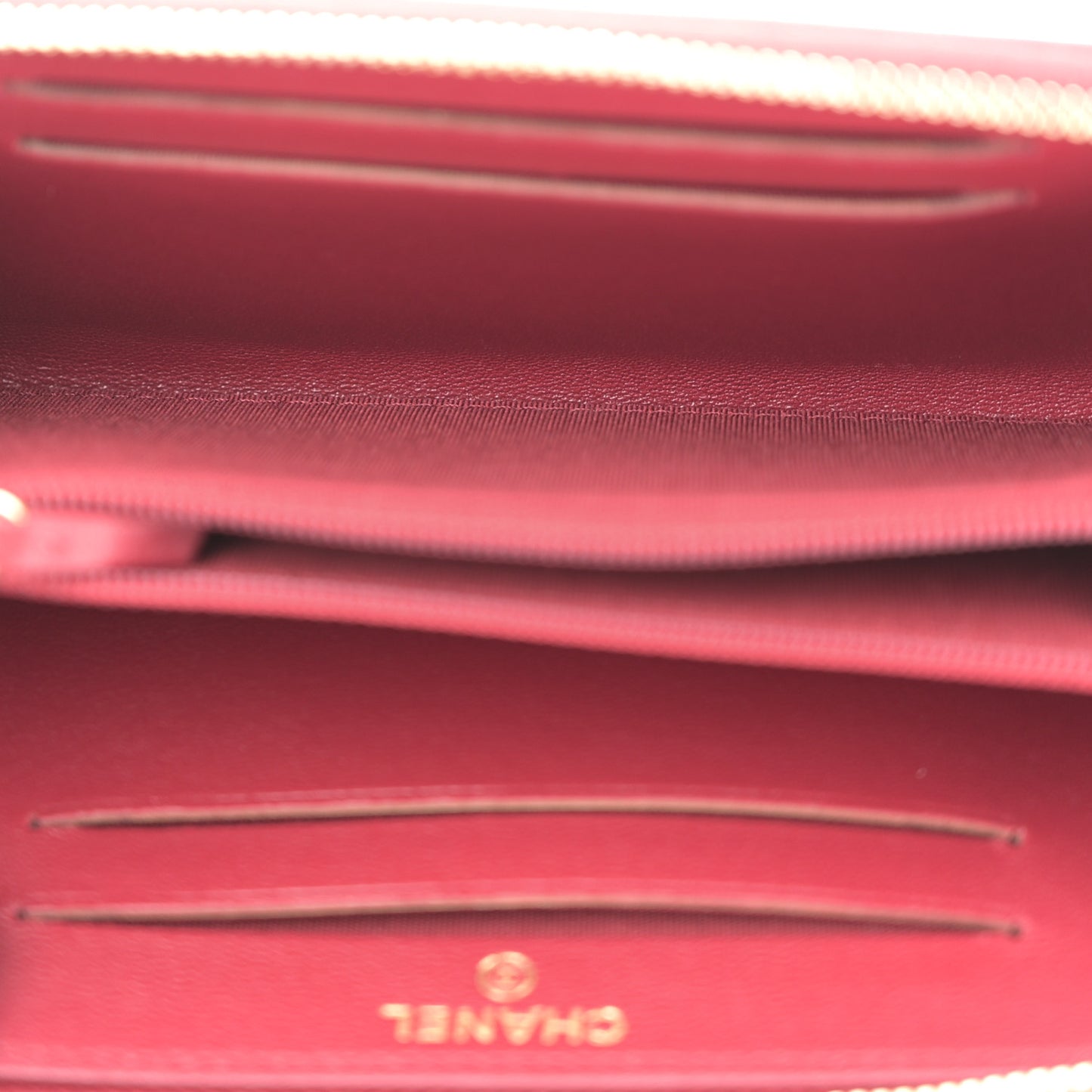 Sheepskin Quilted Medium Mademoiselle Vintage Zip Around Wallet Red
