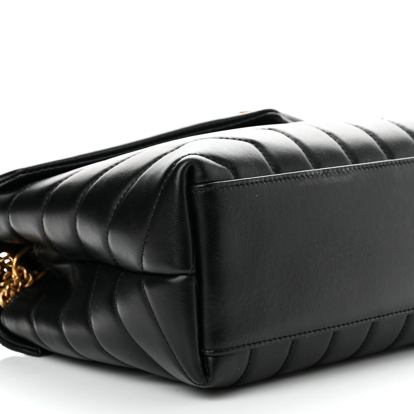 Calfskin Y Quilted Monogram Small Loulou Chain Satchel Black