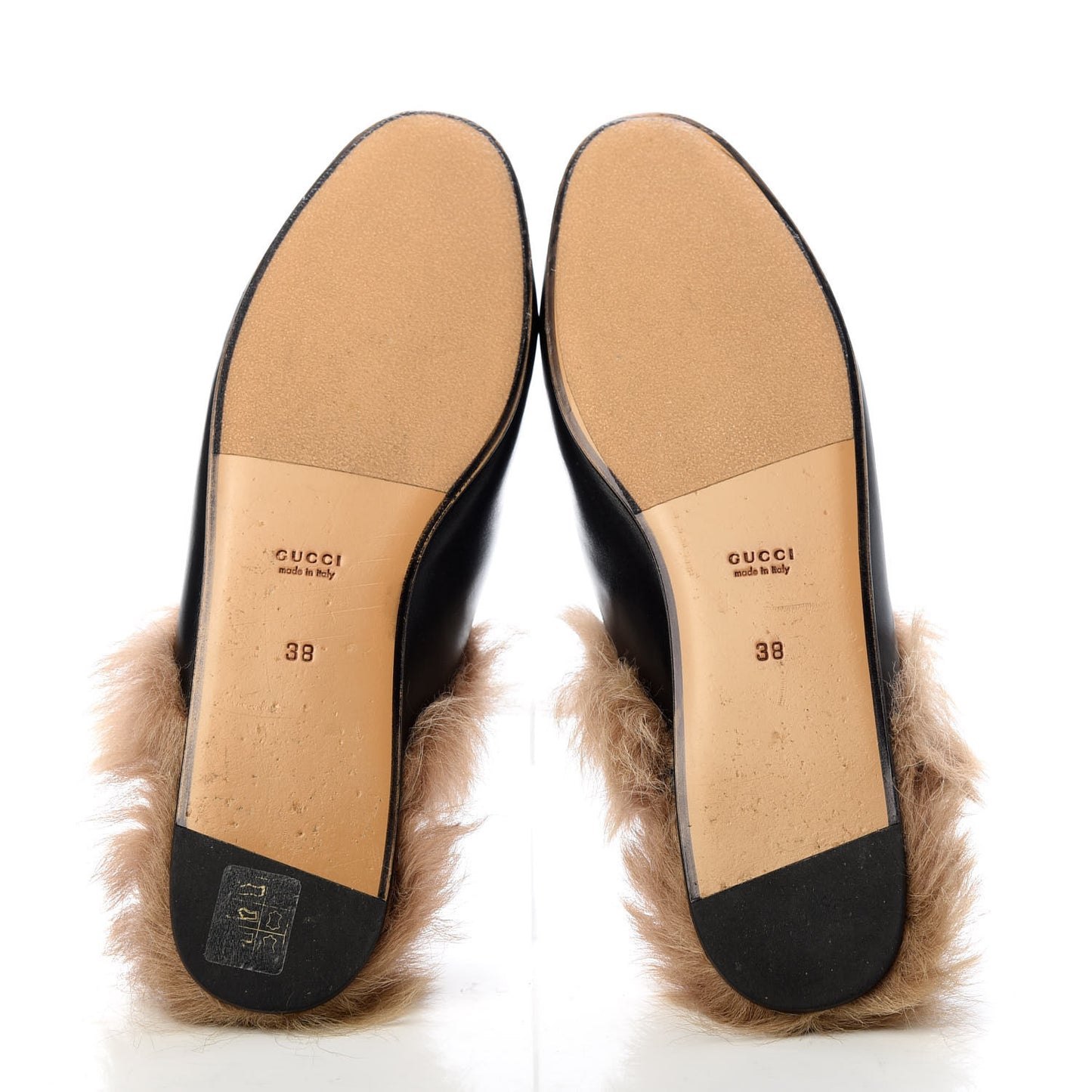 Calfskin Fur Womens Princetown Slippers 38 Black