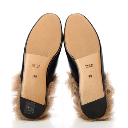 Gucci Calfskin Fur Womens Princetown Slippers 38 Black 6 of 10