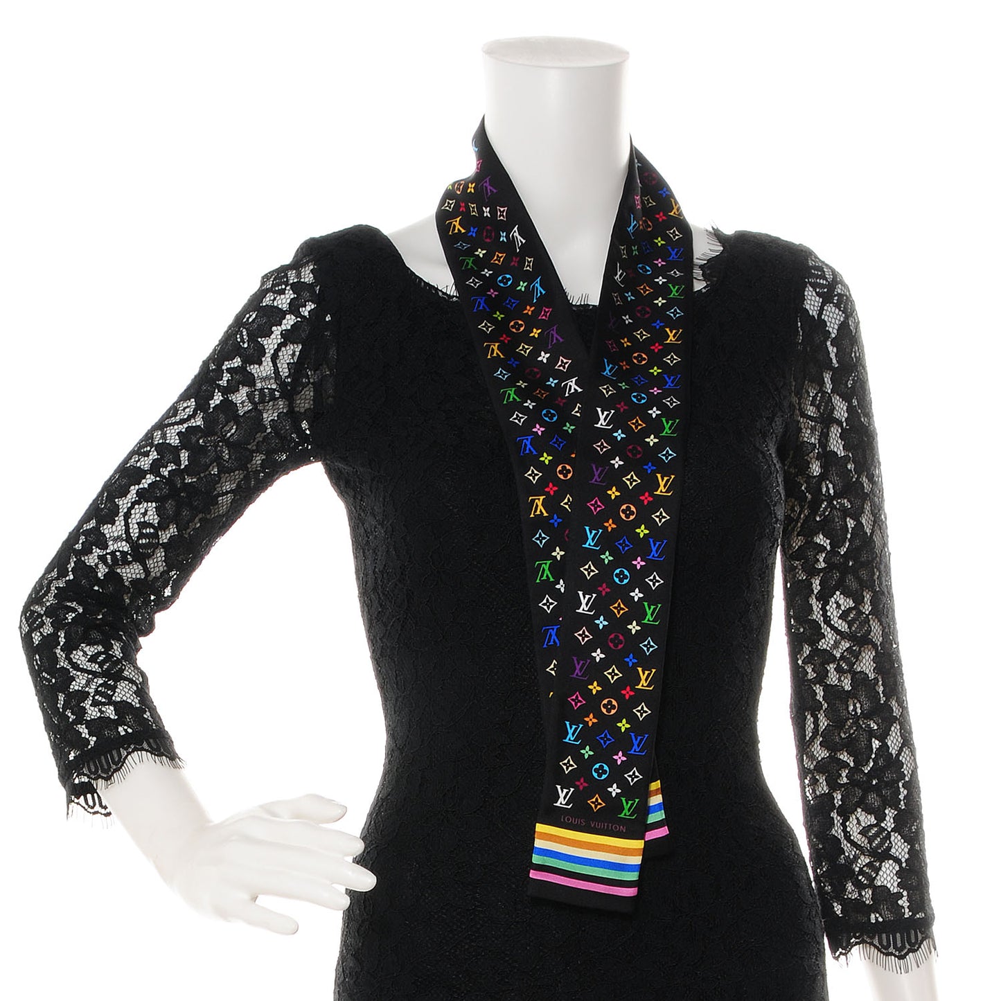 Silk Monogram Multicolor Bandeau Black